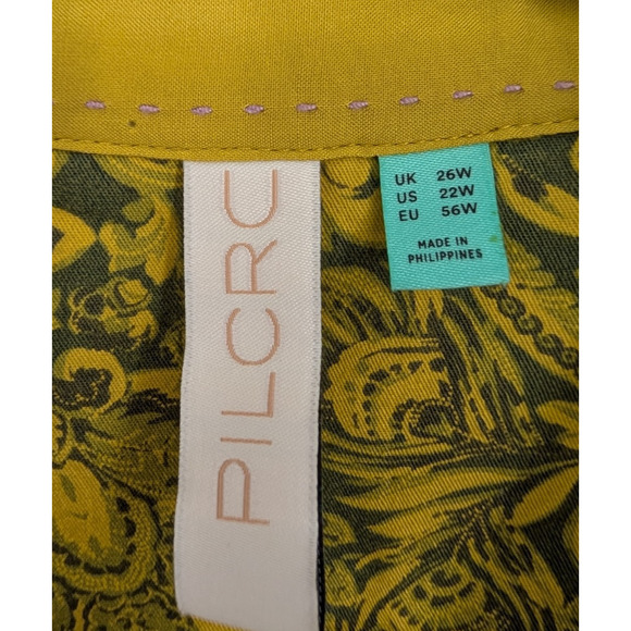 Pilcro Velvet Button Down Top Yellow Boho Anthropologie 22W Festival Lagenlook - Picture 6 of 12